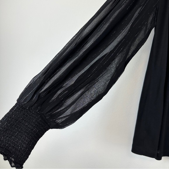 Anthropologie Bl-nk Sequin Embellished Blouse Size XS Black Bohemian NWT - Picture 6 of 14